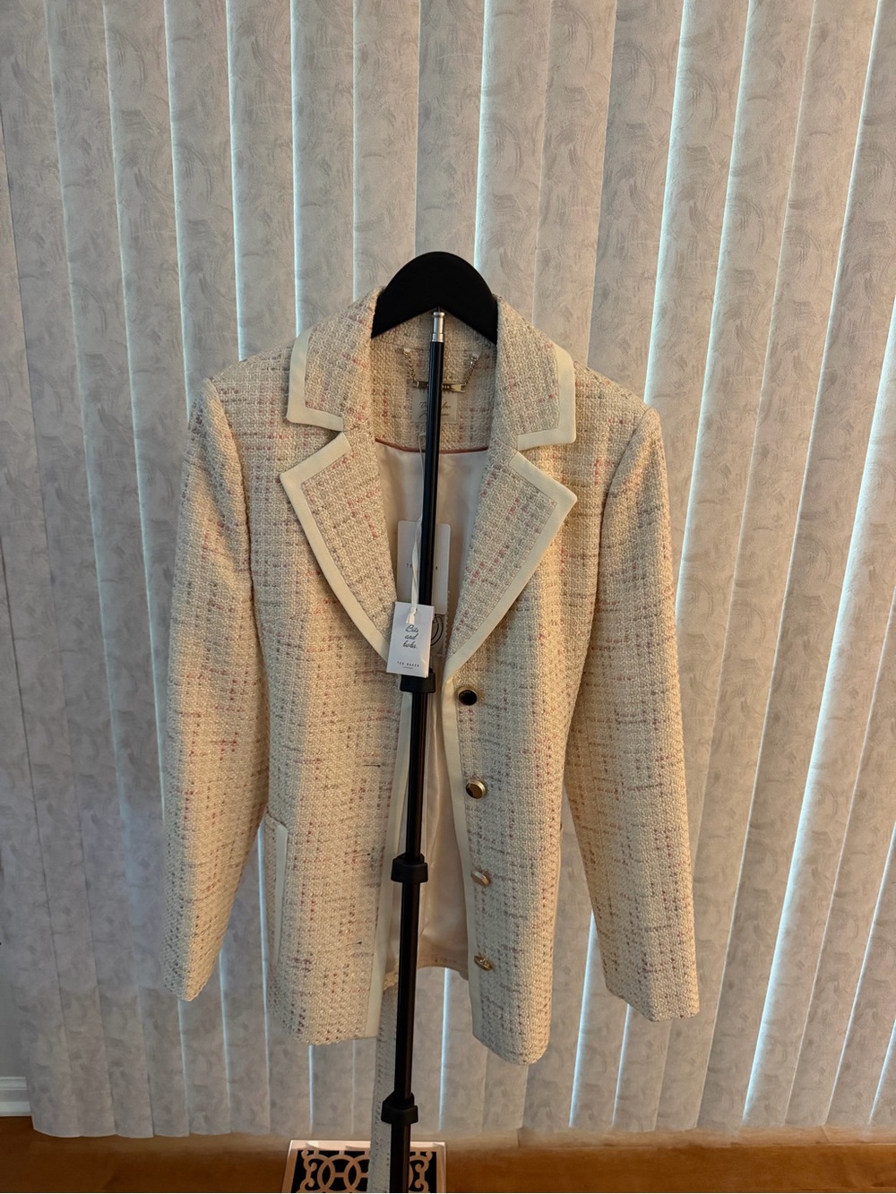 Ted Baker London Cream Tweed Blazer with Contrast Trim